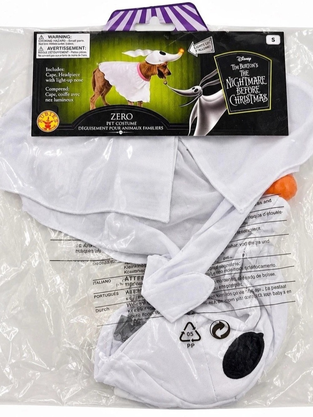 Rubie's Disney Zero Pet Costume Small Nightmare Before Christmas Light-Up Nose